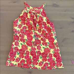 Floral Vineyard Vines for Kentucky Derby top in Pink and Yellow